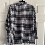 Charlotte Kellogg Palm Beach Small 100% Silk Navy Gingham Top Button Clean Girl Blue Photo 5