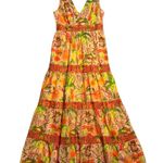 Farm Rio Orange Tropical Tiered Maxi Dress Women’s XS Photo 1