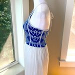 Jealous Tomato Vintage Y2K  Cobalt Blue White Halter Gauze Maxi Dress Size Medium Photo 3