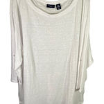 Adrienne Vittadini White Linen Dolman Sleeve Top Blouse Plus Size 2X Coastal Photo 0