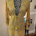 Blue Island Golden yellow floral tunic dress or top Bell sleeves Size S NWT Photo 0