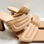 Abound  Sandals Womens Size 6 Qarly Heeled Tan Slip On Square‎ Toe Heels Photo 0