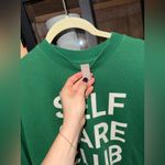H&M  Self Care Club crewneck pullover sweatshirt sporty rich ribbed kelly green Photo 4