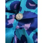 Tracy Negoshian Tunic Top S Blue Printed Leopard Print Blouse Cutout Pull Over Photo 4