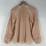 Ramy Brook Winnie Lace Panel Blouse Long Sleeve Tassel Tie Neck Ballet Pink Photo 7