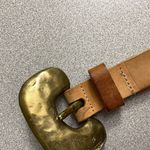 Jenny and the Boys Womens Belt Small Brown Leather Woven Hammered Brass Buckle Photo 2