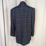 American Vintage 90s Heritage Plaid Wool Vintage Single Breasted Blazer Green Blue Red Medium Photo 3
