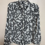 EXPRESS  Women's Blouse Shirt Top Button Down Collared Dalmatian Bow Print Size S Photo 0