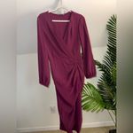 Amanda Uprichard  Roma long sleeves v neck silk Aubergine plum Dress M Photo 4