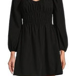 Gianni Bini  mini dress long sleeve babydoll shirred espresso chocolate Photo 0