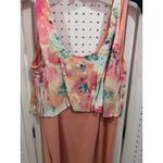 Roxy Pink Floral Tank Dress Layered Ruffle Hem Size L Photo 4