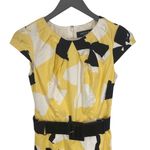 Chetta B  Sunhee Women's Sheath Dress Midi Geometric Cap Sleeve Yellow‎ Size 2 Photo 1