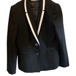 T Tahari  Women's Black Blazer Shawl‎ Collar Contrast Trim Long Sleeve size 10 Photo 0