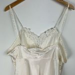 Vtg Y2K Cinema Etoile Satin Slip Cami Tank Embellished Lace Sz Large White Photo 9
