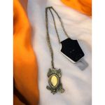 None Vintage Orange Jeweled Owl Necklace With Heavy Chain Photo 6