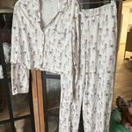 Wildfox  Pajamas Set Llamas Boxy Long Sleeve top shirt pants button down cropped Photo 6