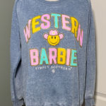 Simply Southern Western Barbie Sweatshirt Blue Pastel Pullover Size Small Photo 0