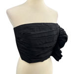 Sandro Paris Black Ruffled Strapless Bustier Top Night Out Party Size 3 / Large Photo 0