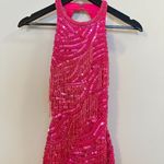 ASOS  Pearl And Fringe Halter Midi Dress in Pink Size US 6 Photo 5