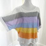 Democracy Oversized Colorful Striped Short Sleeve T-Shirt Photo 1