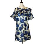 Anthropologie WHIT By  Blue And White Floral Print Silk Edie‎ Rose Dress Size L Photo 5