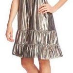 CeCe silver metallic shift party dress high neck women’s Size XSmall Photo 0