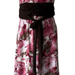 Studio Y  Y2K Size Medium Pink Brown‎ Strapless Floral Mini Dress Photo 0