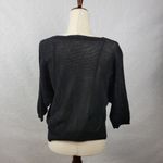 Chico's  Women's Sweater 1 Black Open Knit Dolman Sleeves Square Neck Pullover Photo 3