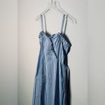 Thakoon Blue White Stripe Tie Waist Midi Dress Women's Size 6 Photo 8