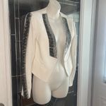 Ramy Brook Bead Crop Jacket Silk Line Open Front Long Sleeve White Size 0 Photo 7