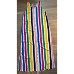 MSK‎ Dress Womens Medium Rainbow Stripe Maxi Colorful Artsy Maximalist Tropical White Photo 9