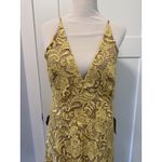 Dress the Population  Yellow Marie lace crop wide leg jumpsuit size X Large Photo 7