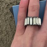 NWT Vera Wang Simply Vera Crystal Chain Ring Silver Photo 1