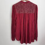 Free People  Canyon Rose Embroidered Button Down Tunic Blouse brown oversized M Photo 4