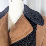 American Vintage Vintage Pennylane Suede Boucle Trim Double Breasted Long Coat Brown and Black Photo 15