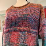 Gap  Womens Shaker Stitch Knit Pocket Sweater Rainbow Multi Color Kidcore M Photo 1