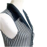 New Ruby Y2K Tie Front Open Vest Size Large Textured Sheer Pattern Black White Photo 5