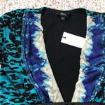 🆕 Sky stretchy silk cap sleeve pullover plunging v neck leopard animal… Size XS Photo 4