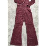 Free People NWT $178  Jayde Cord Flare Jumpsuit Wine L Cottagecore Western‎ Retro Photo 6