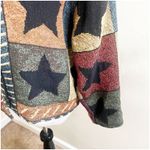 Painted Pony Tapestry Jacket Sz Large/XL Patchwork Stars Button Front Western Blue Photo 13