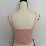 Boutique coquette ruffle trim pink tank with red gingham bow, red rosebud, & side red ribbon bows Photo 1