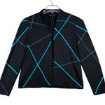 Ming Wang  Sweater‎ Knit Open Front Geometric Print Career Office Black Blue S Photo 0