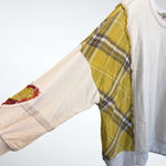 easel  Oversized Women Heart Patch Plaid Sweatshirt Size S Photo 5