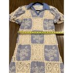 Sofie the Label Sydney Blue Knit Patchwork Mini Dress Collared Puff Sleeve S White Photo 7