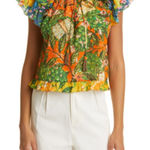 Farm Rio Caipirinha Ruffled Flutter Sleeve Blouse Multicolor Size XS Photo 0