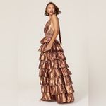 Love Shack Fancy  Bexlie Halter Dress Gown Pink Orchid Gold Maxi‎ Formal, Size XS Photo 2