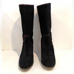 Desigual  EU 37/US 6.5 Black Laser Cut-Out Design Suede Mid Calf Heeled Boots Photo 3