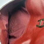 Etienne Aigner 70's Vtg Red/Oxblood Leather Satchel Purse Gold Original Mirror Photo 12