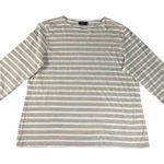 SAINT JAMES Striped Sleeve T Shirt Women Beige White Casual Breton Top Large Tan Photo 0