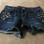 Cherokee Women's Juniors Jean Mini Shorts Blue Denim Pockets Size XL Photo 0